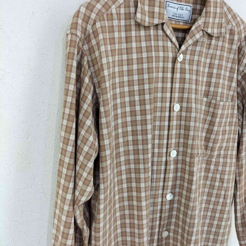 ザデイオンザビーチ THE DAY ON THE BEACH PJ's Camp Shirt シェルボタン オープンカラー コットンチェックL/Sシャツ メンズ