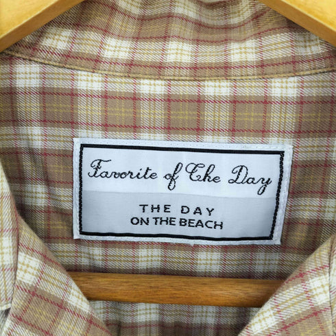 ザデイオンザビーチ THE DAY ON THE BEACH PJ's Camp Shirt シェルボタン オープンカラー コットンチェックL/Sシャツ メンズ