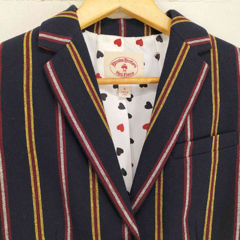 ブルックスブラザーズレッドフリース BROOKS BROTHERS REDFLEECE ストライプ2Bテーラードジャケット レディース US:6