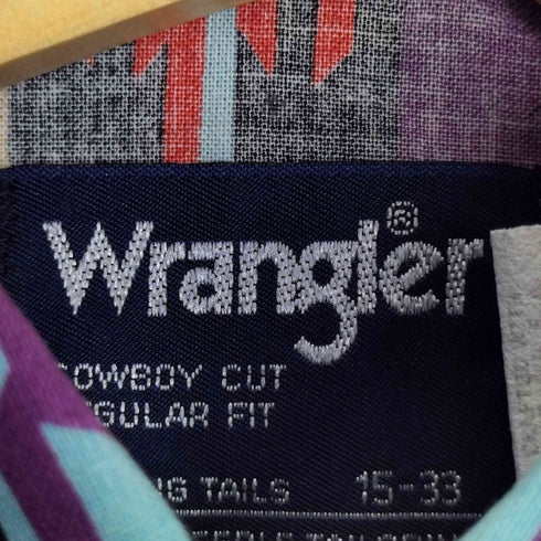 ラングラー Wrangler 80s USA製 紺タグ 幾何学柄 コットン ボタンダウンシャツ メンズ 15-33