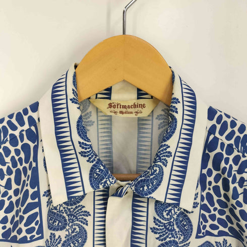 ソフトマシーン The softmachine 総柄 菱形スナップボタン コットン オープンカラーシャツ メンズ JPN:M