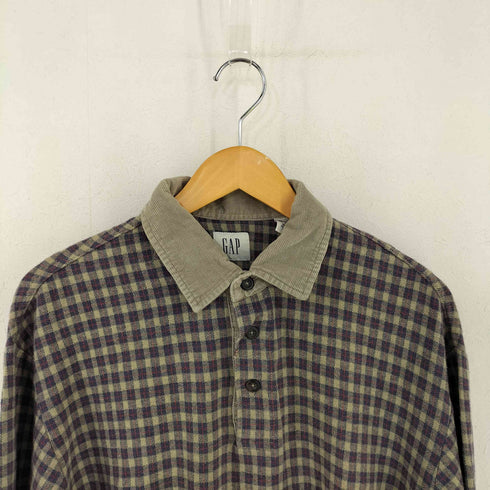 ギャップ Gap MADE IN NORTHERN MARIANA ISLAND OLD GAP 襟コーズ チェックL/Sポロシャツ メンズ