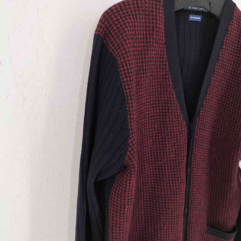 ポロバイラルフローレン Polo by RALPH LAUREN 90-00s 千鳥格子パターン メリノウールカーディガン メンズ import:L