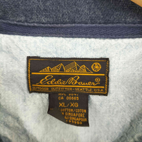 エディーバウアー Eddie Bauer 黒タグ後期 マルチボーダー ロングポロスウェット メンズ JPN:XL