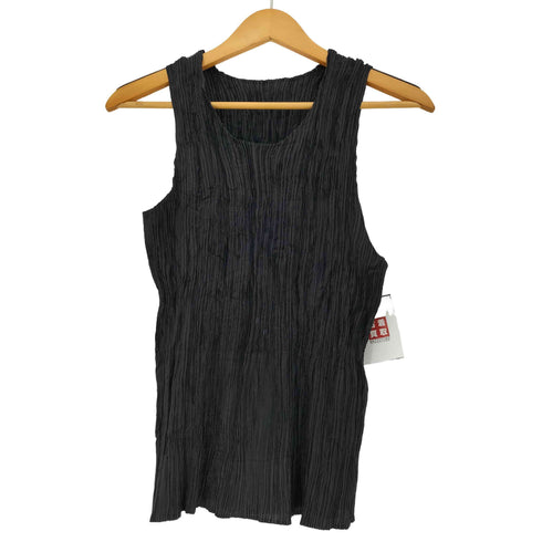 イッセイミヤケ ISSEY MIYAKE プリーツ シワ加工 ノースリーブトップス レディース JPN:L