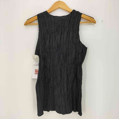 イッセイミヤケ ISSEY MIYAKE プリーツ シワ加工 ノースリーブトップス レディース JPN:L