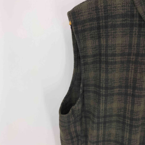 ウールリッチ WOOLRICH 00S 三角タグ ロゴ刺繍 チェック フリースベスト メンズ import:L