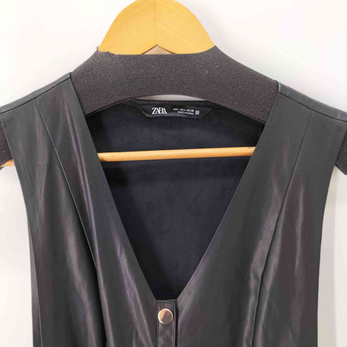 ザラ ZARA PUレザー ノースリ―ブワンピース レディース JPN:L