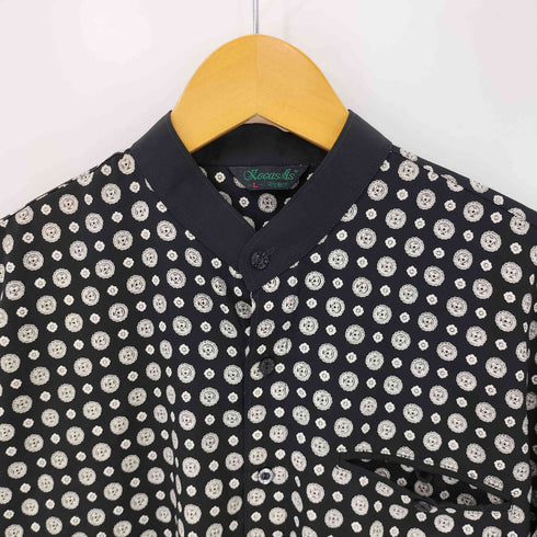 総柄 ノーカラー L/S シャツ メンズ import:L