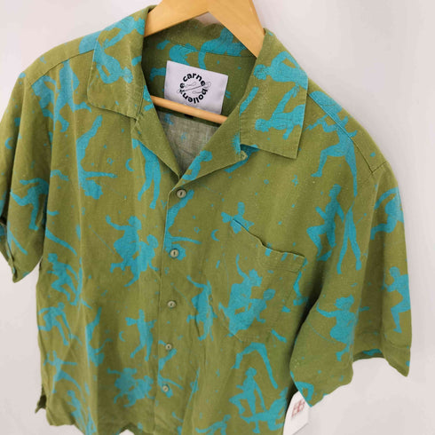 カルネボレンテ Carne Bollente 総柄 コットン混 リネン 開襟 S/S シャツ メンズ import:M