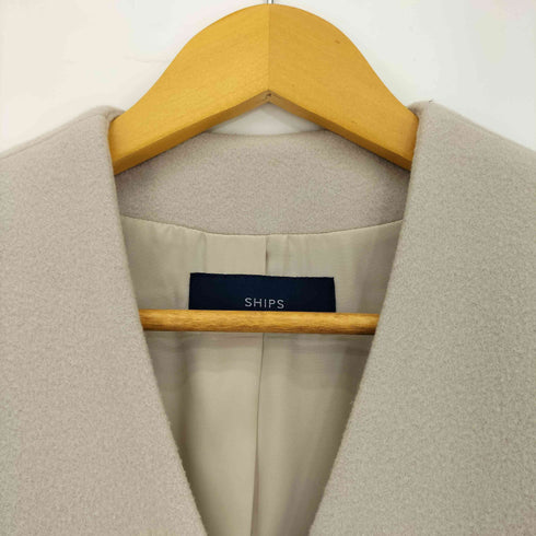 シップス SHIPS 19AW ノーカラーダブルボタンコート レディース