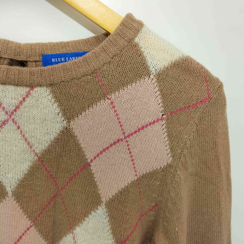 ブルーレーベルクレストブリッジ BLUE LABEL CRESTBRIDGE カシミヤ混 ラムウール アーガイルニットプルオーバー レディース JPN:38