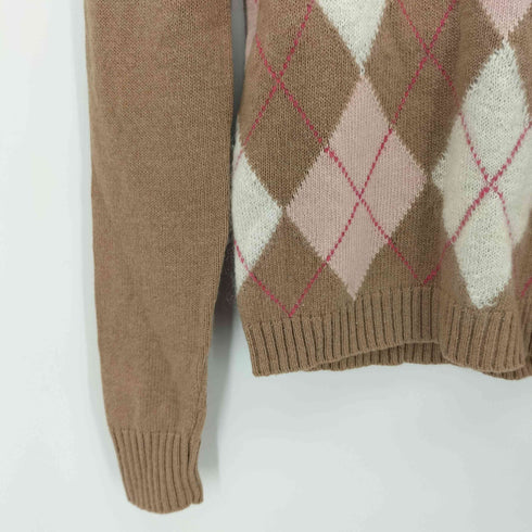 ブルーレーベルクレストブリッジ BLUE LABEL CRESTBRIDGE カシミヤ混 ラムウール アーガイルニットプルオーバー レディース JPN:38