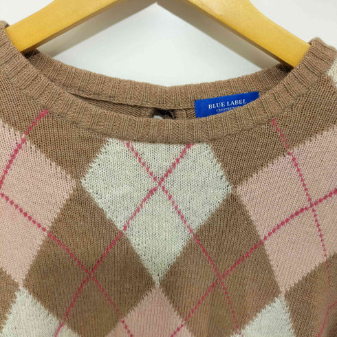 ブルーレーベルクレストブリッジ BLUE LABEL CRESTBRIDGE カシミヤ混 ラムウール アーガイルニットプルオーバー レディース JPN:38