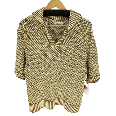 ザラ ZARA TEXTURED KNIT POLO SHIRT テクスチャ― ニット ポロシャツ メンズ import:M