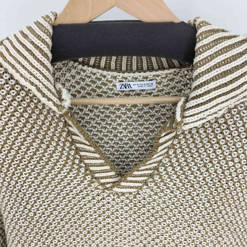 ザラ ZARA TEXTURED KNIT POLO SHIRT テクスチャ― ニット ポロシャツ メンズ import:M