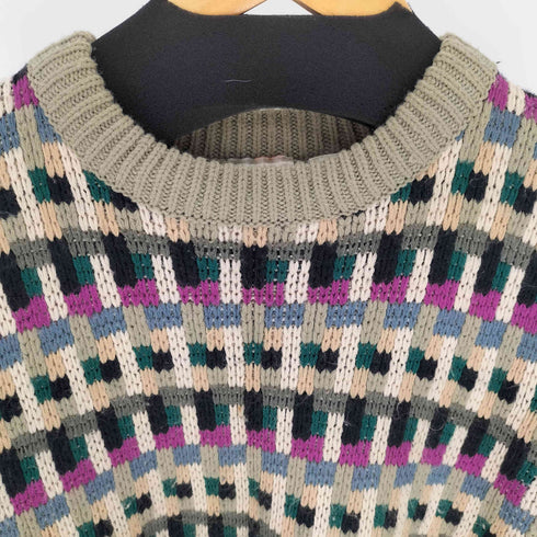 STYLES TOGO マルチカラー 総柄 アクリル クルーネック ニット メンズ import:L