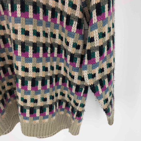 STYLES TOGO マルチカラー 総柄 アクリル クルーネック ニット メンズ import:L