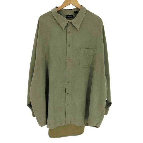 ヴァンヒューゼン VAN HEUSEN SOFT SUEDE ソフト スウェード ビッグシルエット バック カスタム ドローコード スムース ポリ L/S シャツ メンズ 4XL