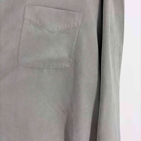 ヴァンヒューゼン VAN HEUSEN SOFT SUEDE ソフト スウェード ビッグシルエット バック カスタム ドローコード スムース ポリ L/S シャツ メンズ 4XL
