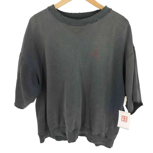 トミーヒルフィガー TOMMY HILFIGER ロゴ プリント 前V コットンポリ クルーネック Tシャツ カットオフ ボロ メンズ import:L