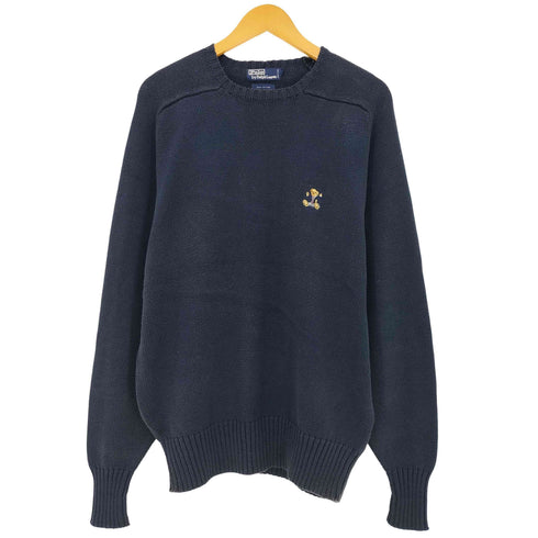 ポロバイラルフローレン Polo by RALPH LAUREN 90s ポロベア ワンポイント ラグランコットンニット メンズ import:M