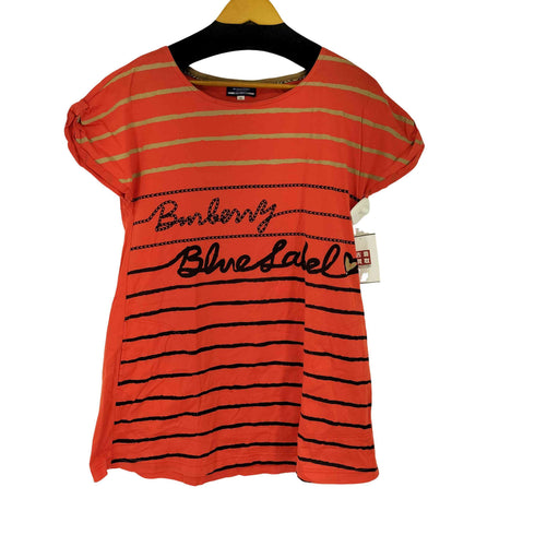 バーバリーブルーレーベル BURBERRY BLUE LABEL ロゴプリント ボーダーチュニック レディース JPN:38