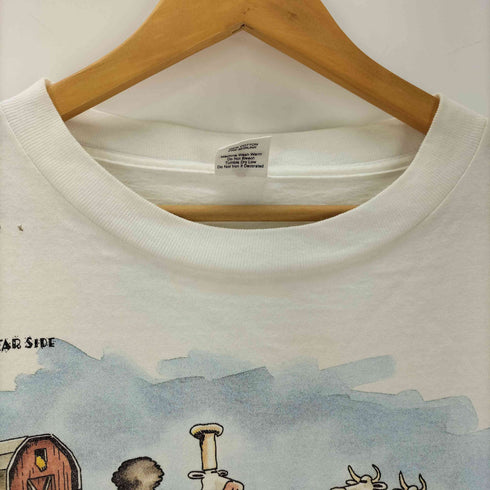 80s 81年© USA製 裾袖シングル プリントクルーネックTシャツ メンズ JPN:L