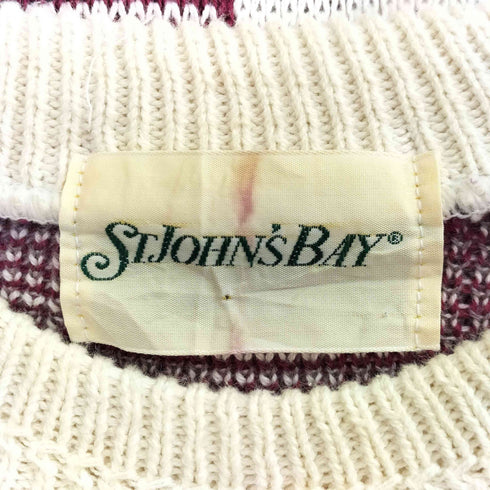 セントジョンズベイ STJOHNS BAY 90s USA製 総柄 クルーネック コットンニット メンズ JPN:L