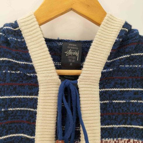 ステューシー Stussy 総柄 フーデッドニットポンチョ メンズ m