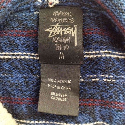 ステューシー Stussy 総柄 フーデッドニットポンチョ メンズ m