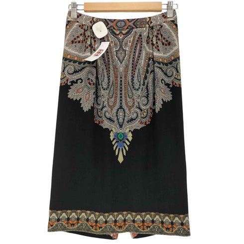 エトロ ETRO ペイズリー 総柄 ひざ丈ウールスカート レディース 42