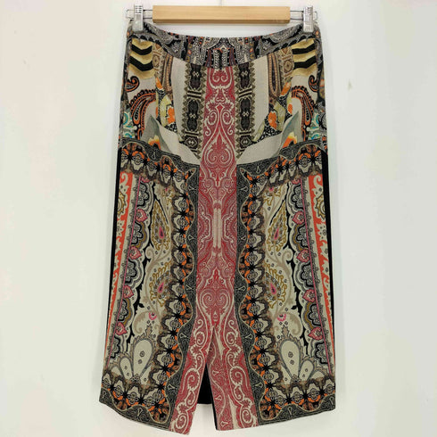 エトロ ETRO ペイズリー 総柄 ひざ丈ウールスカート レディース 42