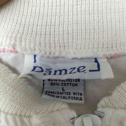 Damze 格子 フラワー パイル コットン ジップアップ クロップド ブルゾン ジャケット ユニセックス メンズ import:L