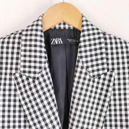 ザラ ZARA ダブルブレスト ギンガムチェック オーバーサイズ ジャケット レディース import:S