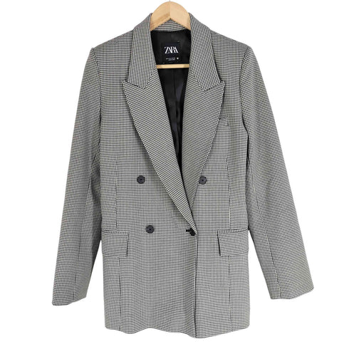 ザラ ZARA パワーショルダー ガンクラブチェックテーラードジャケット レディース import:S