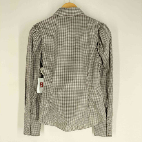 ザラ ZARA パワーショルダー パフスリーブ チェックブラウス レディース import:S