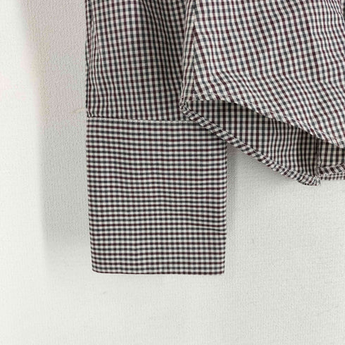 ザラ ZARA パワーショルダー パフスリーブ チェックブラウス レディース import:S