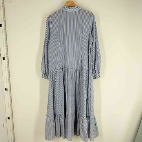 ジャスグリッティー JUSGLITTY 21aw ノーカラーストライプシャツワンピース レディース 2