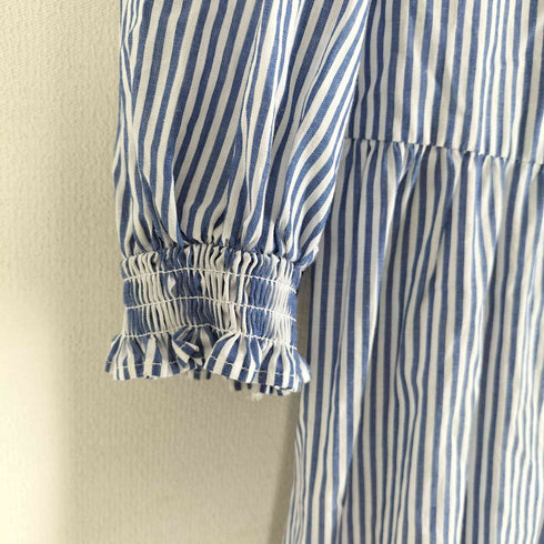 ジャスグリッティー JUSGLITTY 21aw ノーカラーストライプシャツワンピース レディース 2