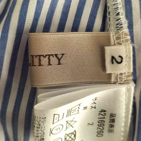 ジャスグリッティー JUSGLITTY 21aw ノーカラーストライプシャツワンピース レディース 2