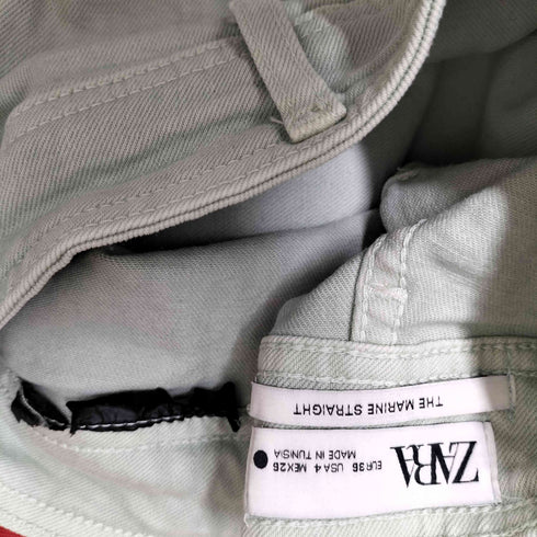 ザラ ZARA THE MARINE STRAIGHT ジップフライ ワイド カットオフ カラー デニム パンツ レディース EUR:36