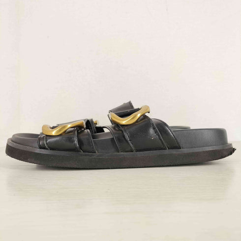 チャールズキース CHARLES & KEITH Gabine Buckled Leather Slides ガビーヌバックル レザースライド ダブルストラップ レディース JPN:24.5