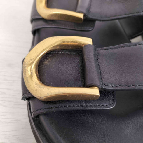 チャールズキース CHARLES & KEITH Gabine Buckled Leather Slides ガビーヌバックル レザースライド ダブルストラップ レディース JPN:24.5