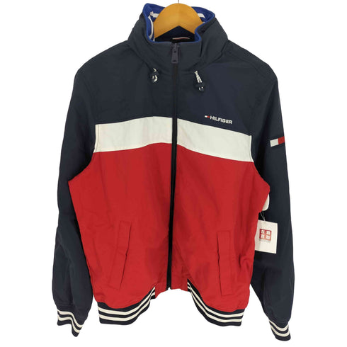 トミーヒルフィガー TOMMY HILFIGER ロゴ 刺繍 パッカブルフード トリコロール ナイロンジャケット メンズ import:M