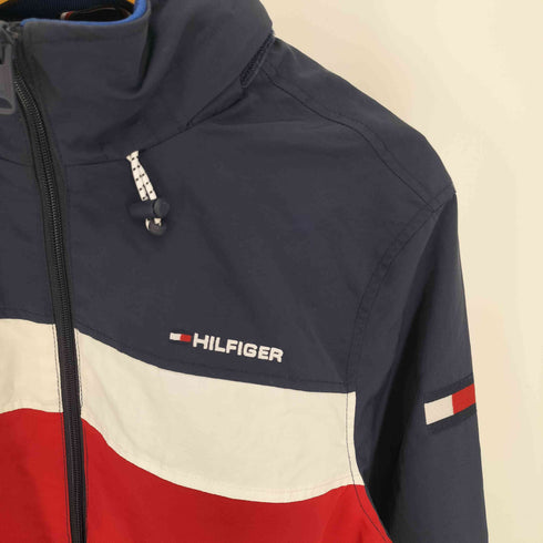 トミーヒルフィガー TOMMY HILFIGER ロゴ 刺繍 パッカブルフード トリコロール ナイロンジャケット メンズ import:M