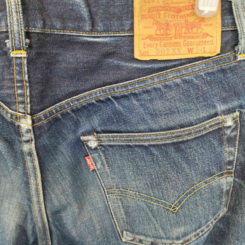 リーバイス Levis 90S 99年製 02月 ボタン裏555刻印 バレンシア 復刻BIGE 501XX 両色落ち ヒゲ ハチの巣 メンズ W34 L36