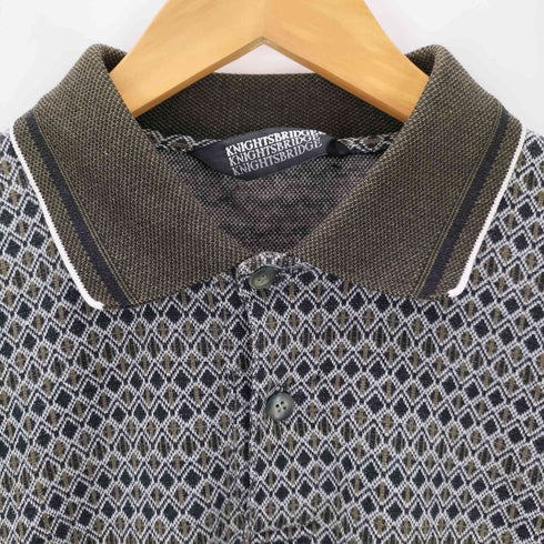 ナイツブリッジ KNIGHTSBRIDGE 総柄 L/S ニットポロシャツ メンズ