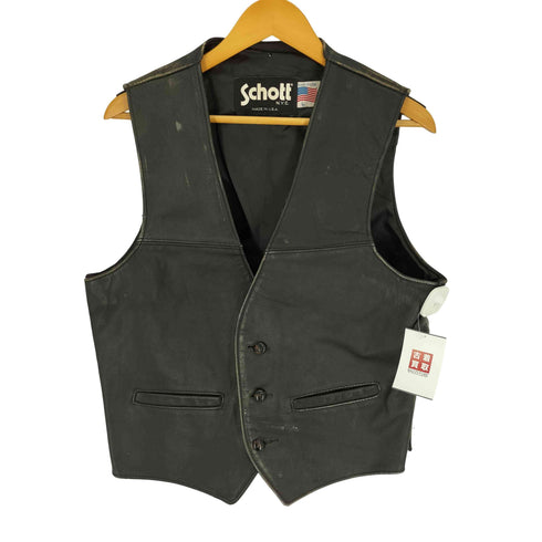 ショット Schott 90S USA製 3B くるみボタン レザー ベスト メンズ import:L