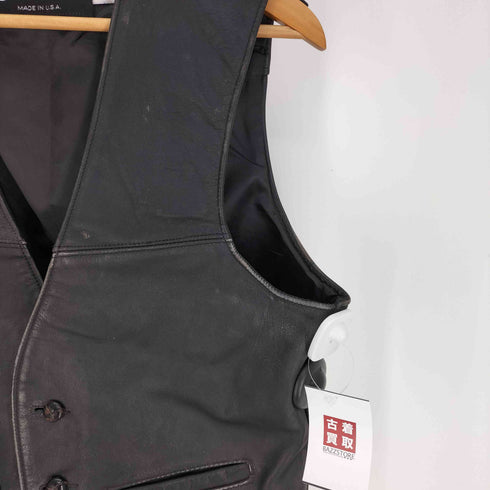 ショット Schott 90S USA製 3B くるみボタン レザー ベスト メンズ import:L